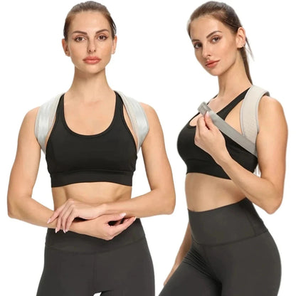 correcteur de posture gris femme debout avant double